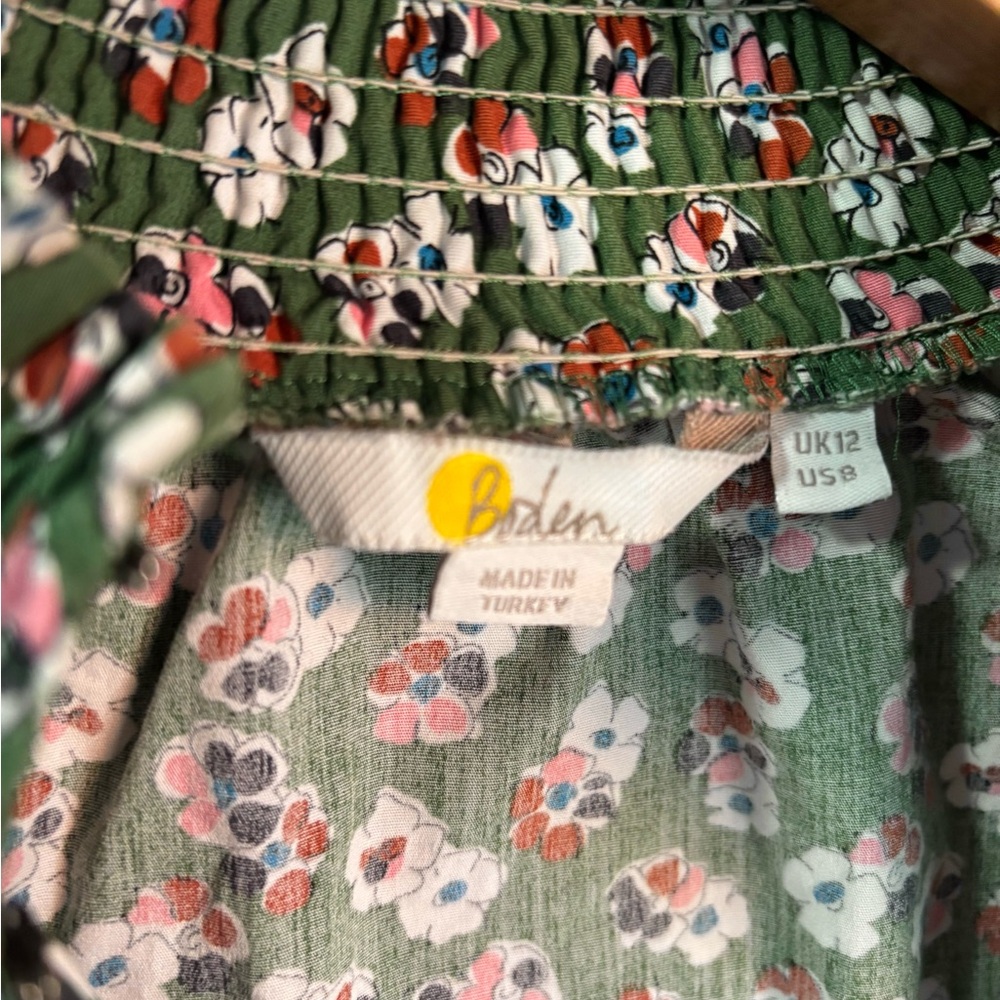 Boden Floral Green Long-Sleeve Women’s Blouse - Picture 3 of 4